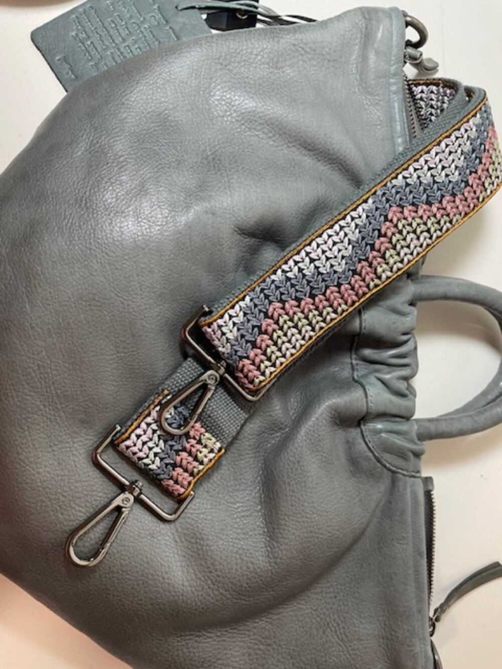 Latico Leathers Gray Ramble Tote-Crossbody with Custom Strap Only. NEW